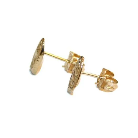 14k Yellow Gold Virgin Mary (Guadalupe) Earrings - Picture 2 of 4